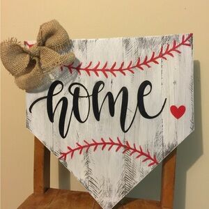 Rustic Home Baseball Wall Decor with Burlap Bow